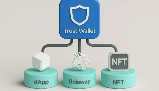 Как подключить Trust Wallet к dApp, Uniswap и NFT-платформам
